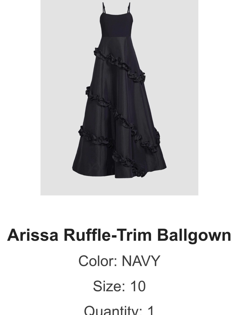 Ruffle-Trim Ballgown - Navy